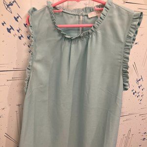 1901 Sleeveless Ruffle Blue Top (XXSP)